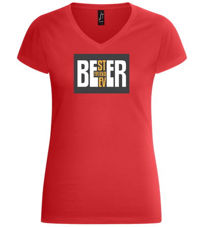 Beer Best Friend Design - Basic women's v-neck t-shirt_RED_front