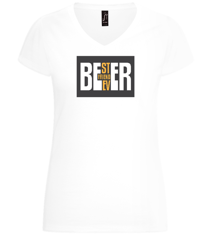 Beer Best Friend Design - Basic women's v-neck t-shirt_WHITE_front