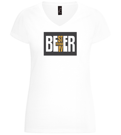 Beer Best Friend Design - Basic women's v-neck t-shirt_WHITE_front