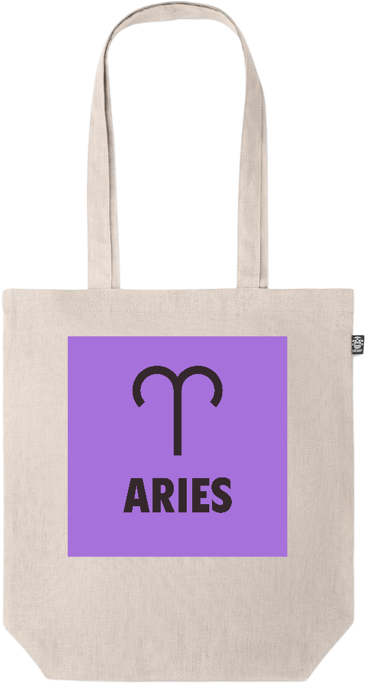 Zodiac Aries Design - Premium colored organic hemp tote bag_BEIGE_front