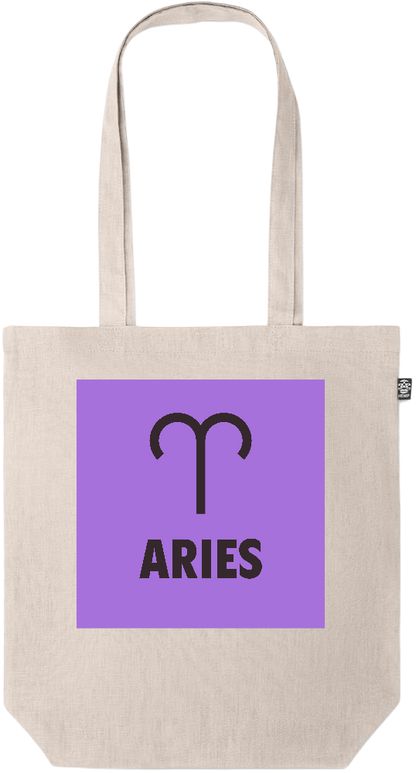 Zodiac Aries Design - Premium colored organic hemp tote bag_BEIGE_front