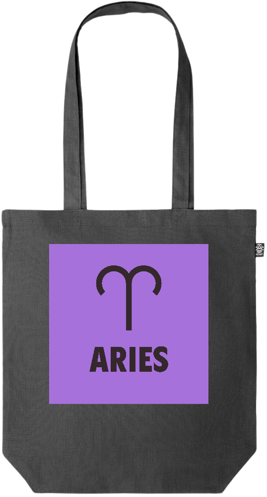 Zodiac Aries Design - Premium colored organic hemp tote bag_BLACK_front