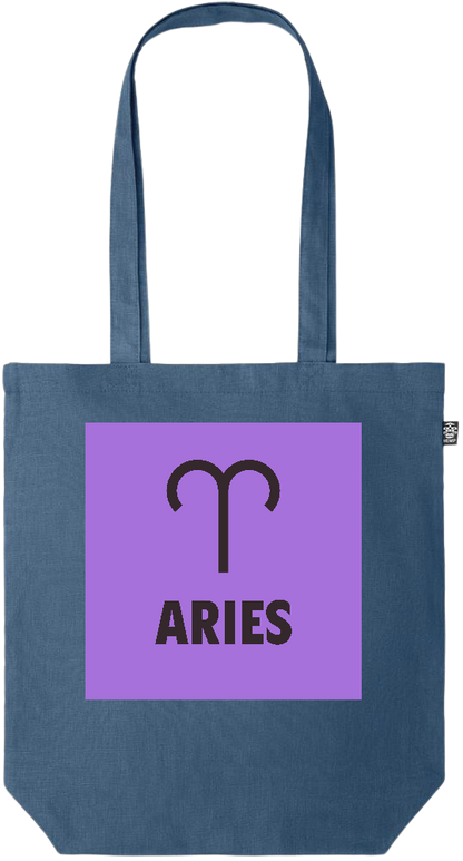 Zodiac Aries Design - Premium colored organic hemp tote bag_BLUE_front