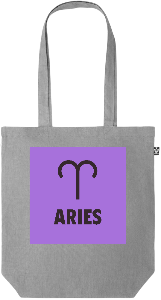 Zodiac Aries Design - Premium colored organic hemp tote bag_GREY_front