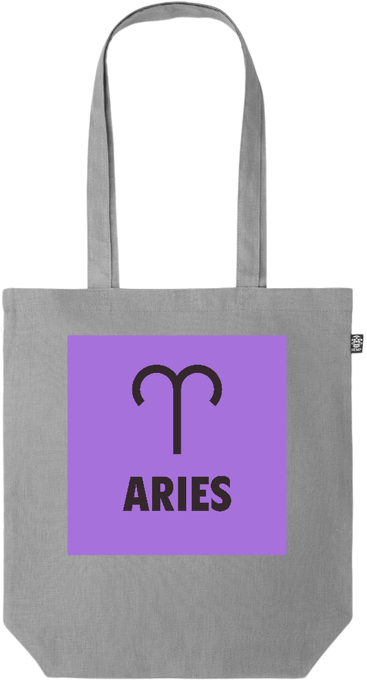 Zodiac Aries Design - Premium colored organic hemp tote bag_GREY_front