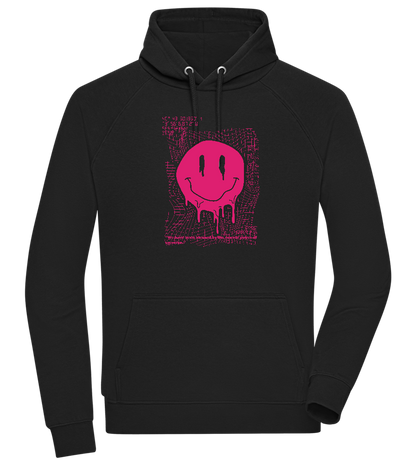 Distorted Pink Smiley Design - Comfort unisex hoodie_BLACK_front