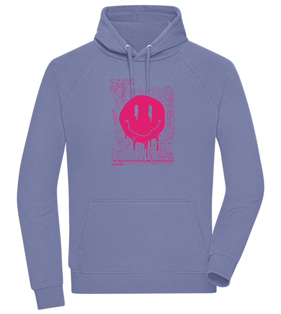 Distorted Pink Smiley Design - Comfort unisex hoodie_BLUE_front