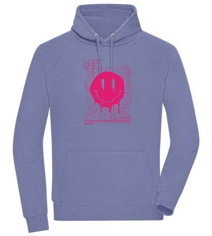 Distorted Pink Smiley Design - Comfort unisex hoodie_BLUE_front