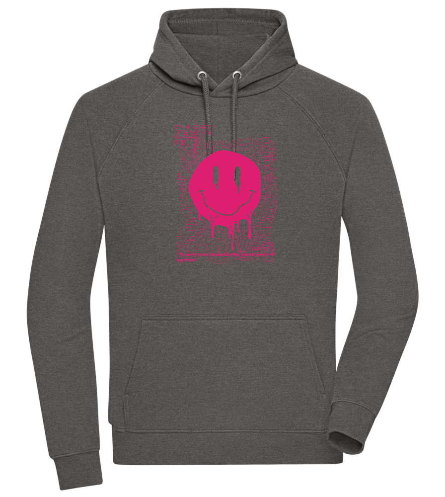 Distorted Pink Smiley Design - Comfort unisex hoodie_CHARCOAL CHIN_front