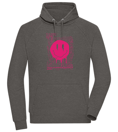 Distorted Pink Smiley Design - Comfort unisex hoodie_CHARCOAL CHIN_front