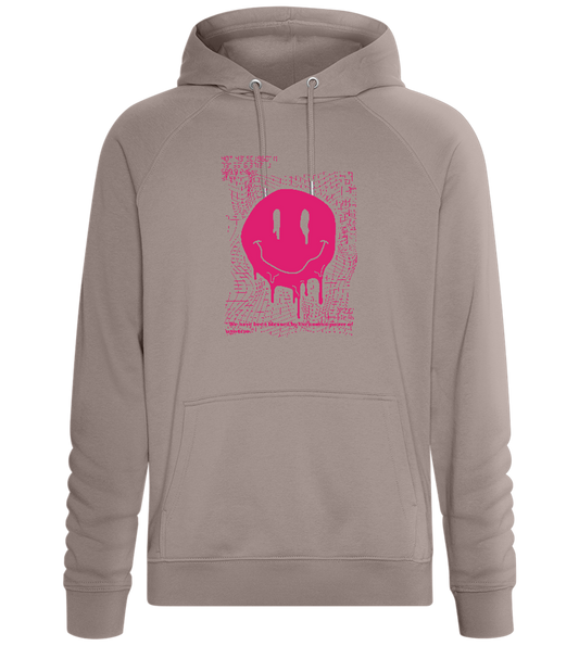 Distorted Pink Smiley Design - Comfort unisex hoodie_CHARCOAL CHIN_front