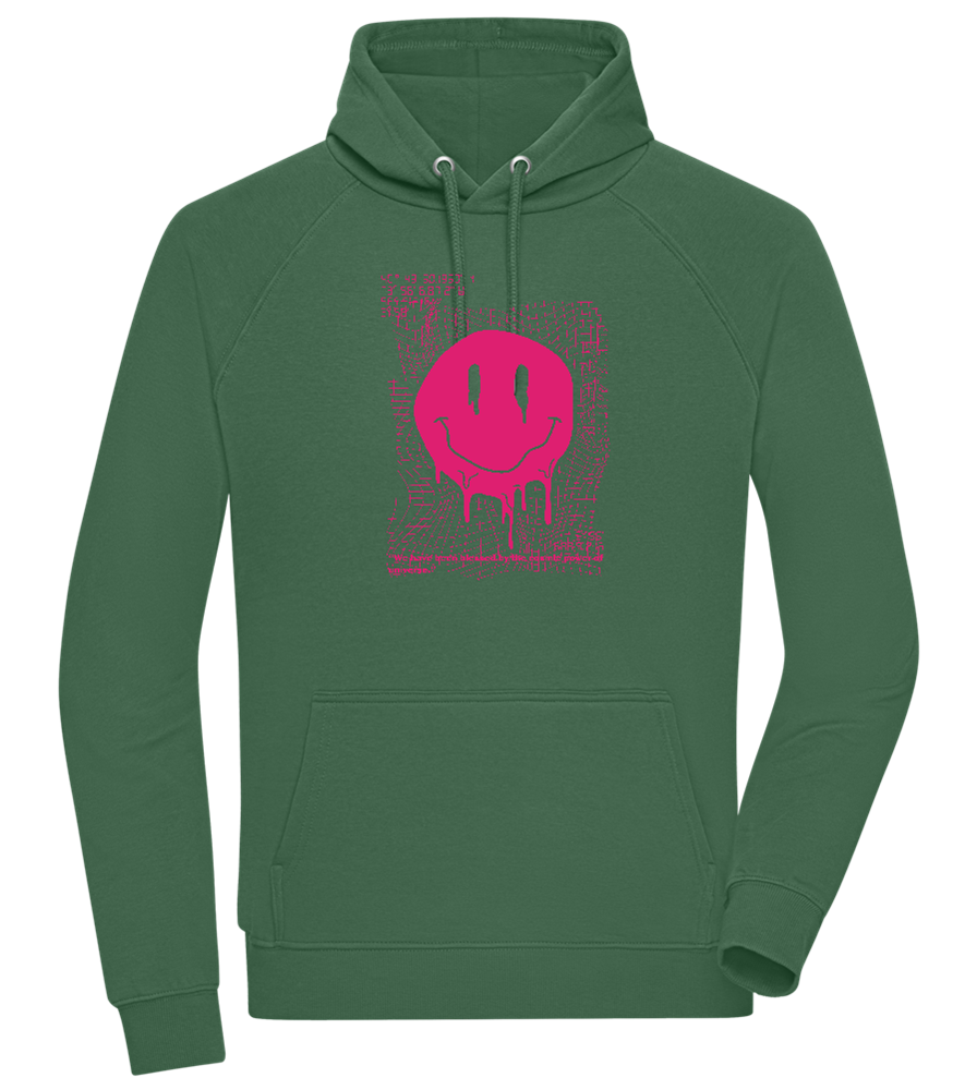 Distorted Pink Smiley Design - Comfort unisex hoodie_GREEN BOTTLE_front