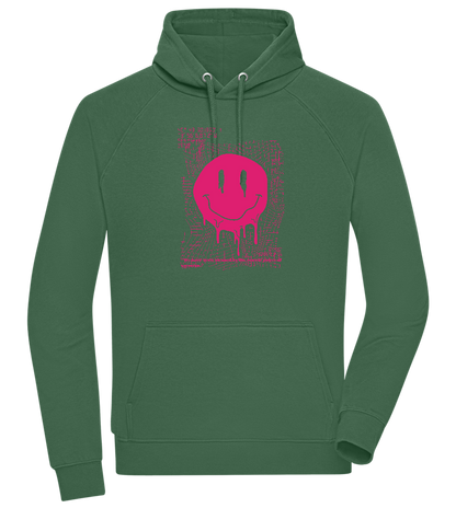 Distorted Pink Smiley Design - Comfort unisex hoodie_GREEN BOTTLE_front