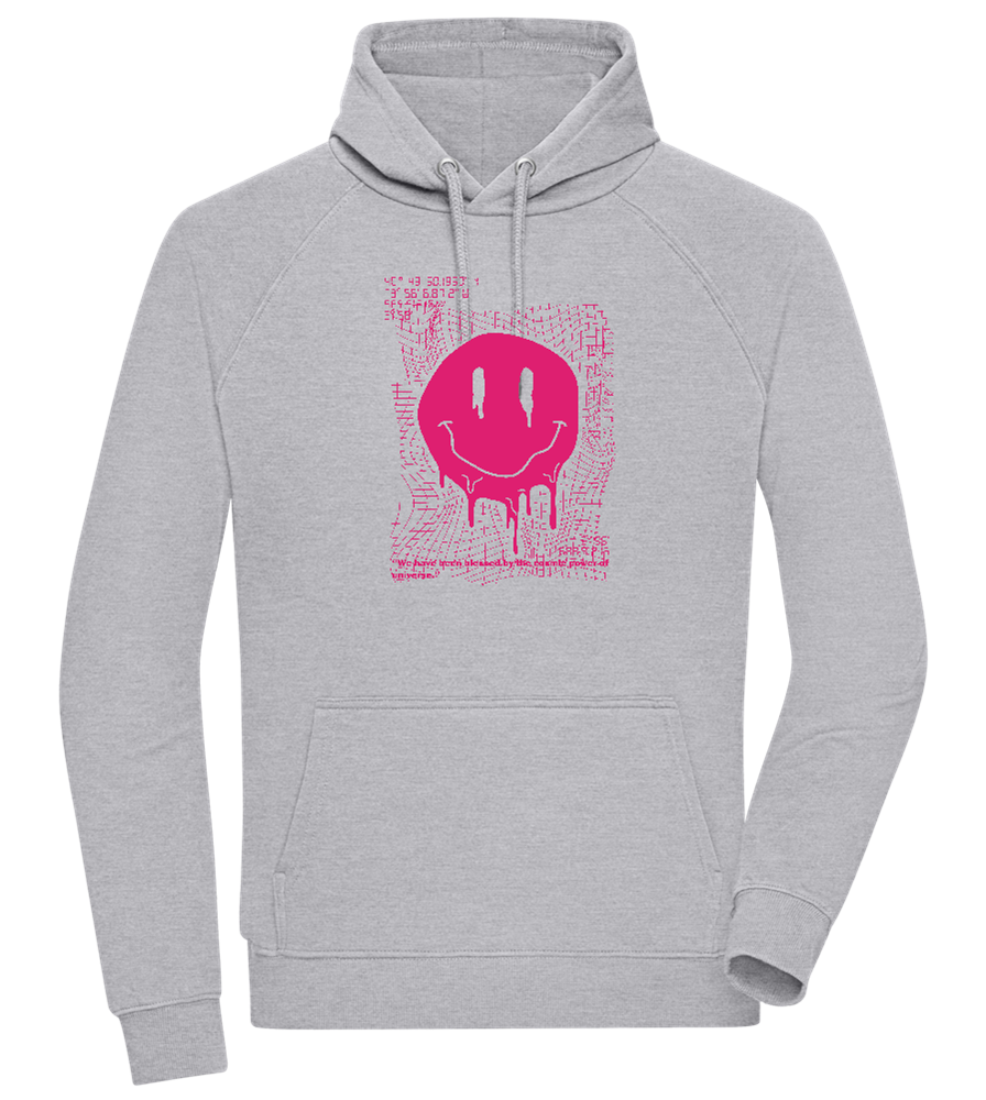 Distorted Pink Smiley Design - Comfort unisex hoodie_ORION GREY II_front