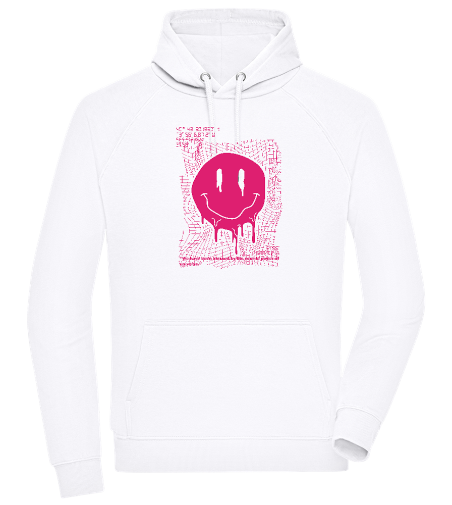 Distorted Pink Smiley Design - Comfort unisex hoodie_WHITE_front