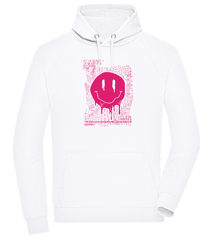 Distorted Pink Smiley Design - Comfort unisex hoodie_WHITE_front