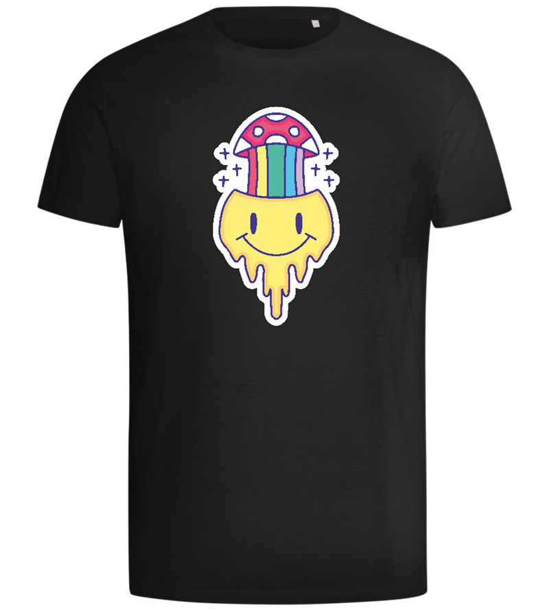 Rainbow Mushroom Smiley Design - Comfort men's t-shirt_DEEP BLACK_front