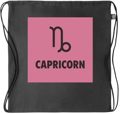 Zodiac Capricorn Design - Premium hemp drawstring bag_BLACK_front