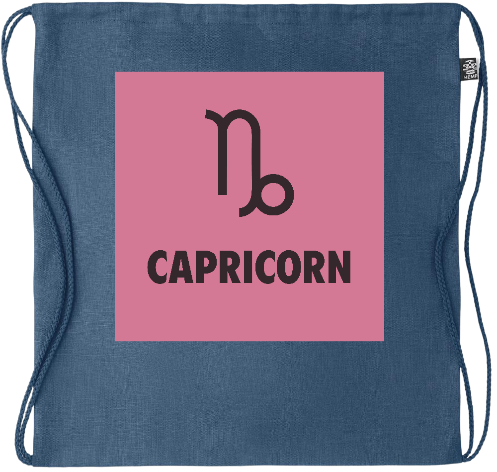 Zodiac Capricorn Design - Premium hemp drawstring bag_BLUE_front