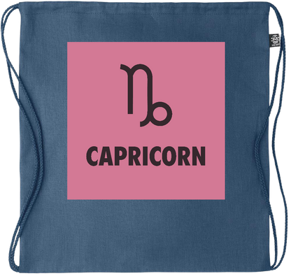 Zodiac Capricorn Design - Premium hemp drawstring bag_BLUE_front