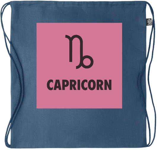 Zodiac Capricorn Design - Premium hemp drawstring bag_BLUE_front