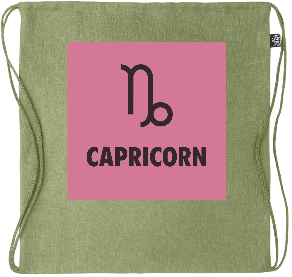 Zodiac Capricorn Design - Premium hemp drawstring bag_GREEN_front