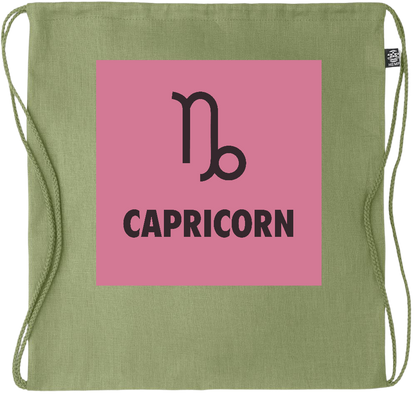 Zodiac Capricorn Design - Premium hemp drawstring bag_GREEN_front