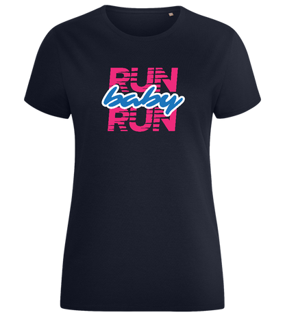 Run Baby Run Design - Comfort women's fitted t-shirt_FRENCH NAVY_front