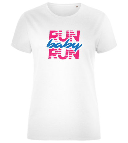 Run Baby Run Design - Comfort women's fitted t-shirt_WHITE_front