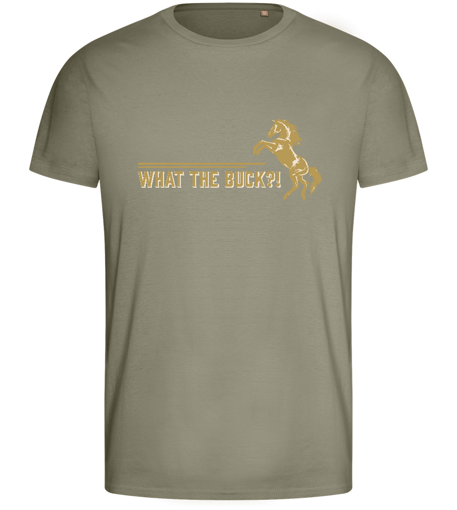 What The Buck Design - Basic men's fitted t-shirt_KHAKI_front