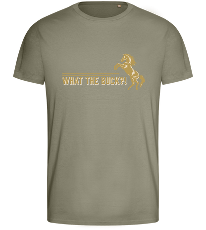 What The Buck Design - Basic men's fitted t-shirt_KHAKI_front