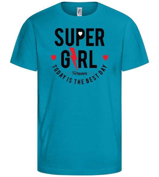 Super Girl Forever Design - Comfort kids fitted t-shirt_TURQUOISE_front