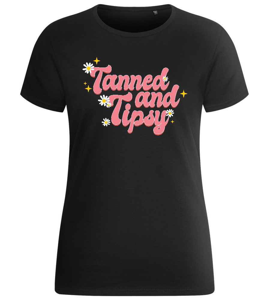 Tanned & Tipsy Design - Basic women's fitted t-shirt_DEEP BLACK_front