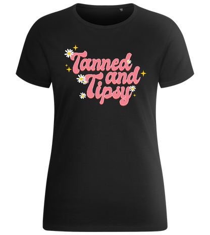 Tanned & Tipsy Design - Basic women's fitted t-shirt_DEEP BLACK_front