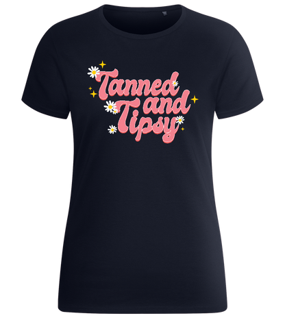 Tanned & Tipsy Design - Basic women's fitted t-shirt_FRENCH NAVY_front