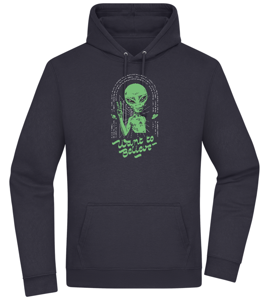 Want To Believe Alien Design - Premium Essential Unisex Hoodie_FRENCH NAVY_front