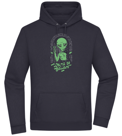 Want To Believe Alien Design - Premium Essential Unisex Hoodie_FRENCH NAVY_front