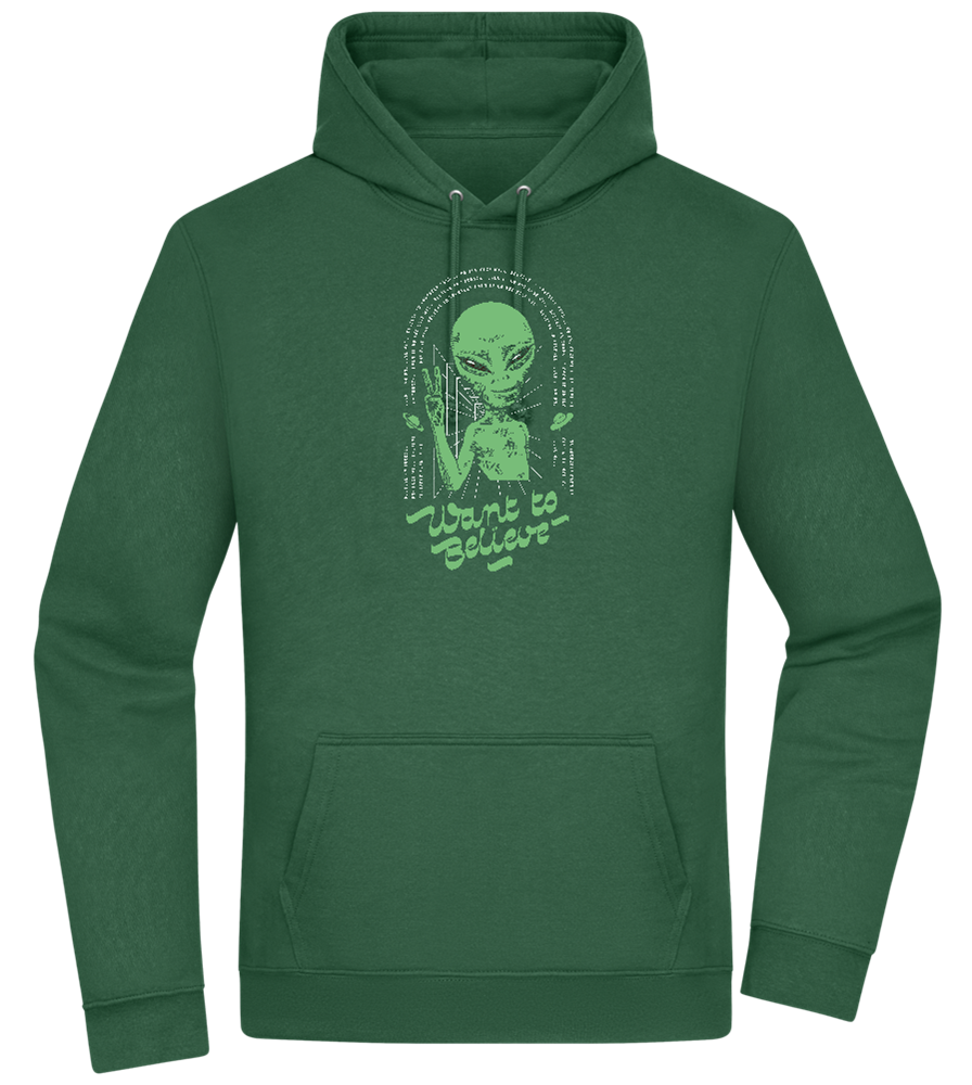 Want To Believe Alien Design - Premium Essential Unisex Hoodie_GREEN BOTTLE_front