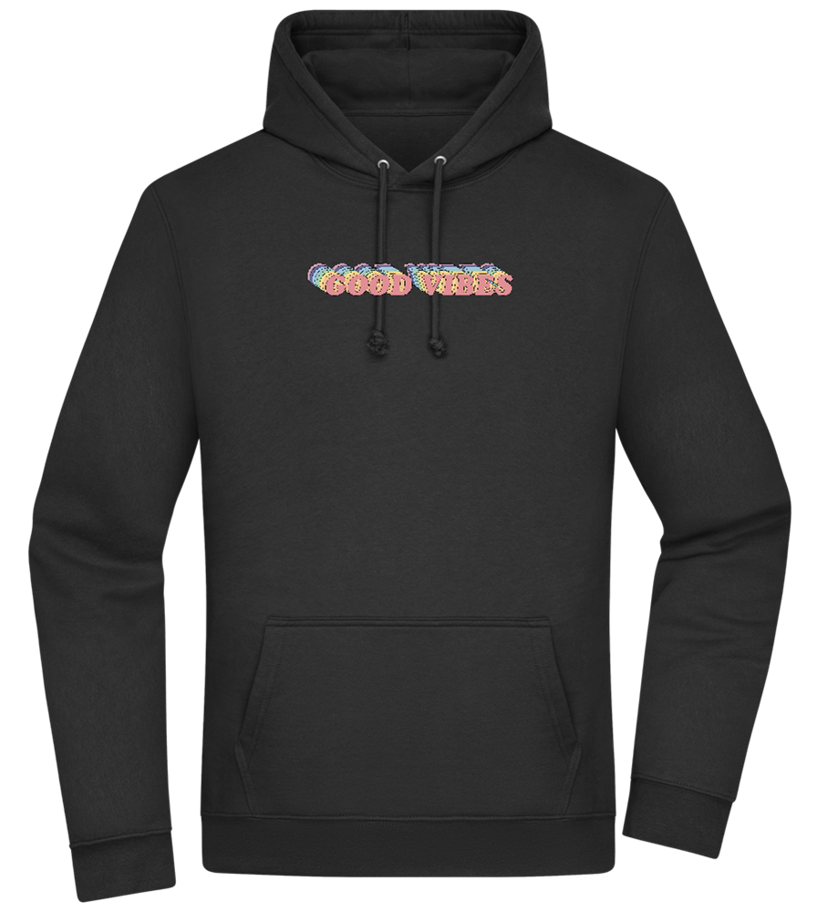 Good Vibes Rainbow Design - Premium Essential Unisex Hoodie_BLACK_front