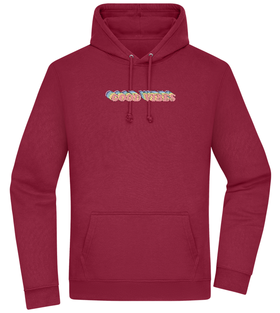 Good Vibes Rainbow Design - Premium Essential Unisex Hoodie_BORDEAUX_front