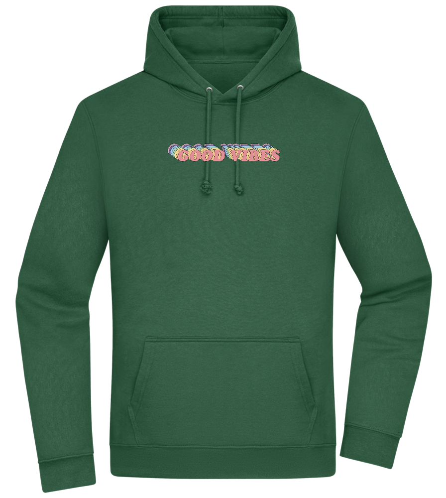 Good Vibes Rainbow Design - Premium Essential Unisex Hoodie_GREEN BOTTLE_front