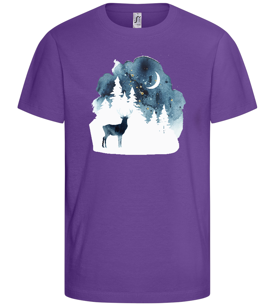 Watercolor Christmas Night Design - Basic kids t-shirt_DARK PURPLE_front