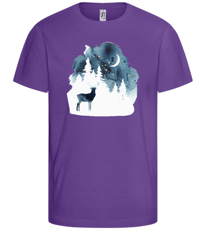 Watercolor Christmas Night Design - Basic kids t-shirt_DARK PURPLE_front