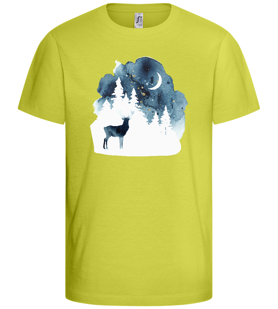 Watercolor Christmas Night Design - Basic kids t-shirt_GREEN APPLE_front