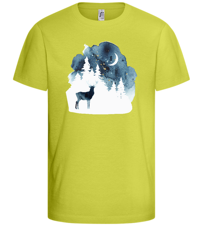 Watercolor Christmas Night Design - Basic kids t-shirt_GREEN APPLE_front