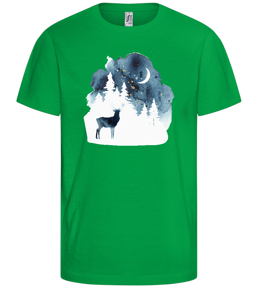 Watercolor Christmas Night Design - Basic kids t-shirt_MEADOW GREEN_front