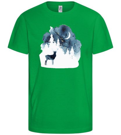 Watercolor Christmas Night Design - Basic kids t-shirt_MEADOW GREEN_front