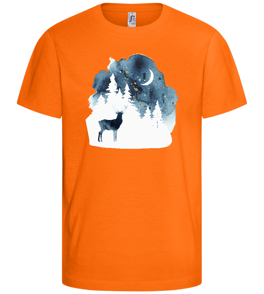 Watercolor Christmas Night Design - Basic kids t-shirt_ORANGE_front