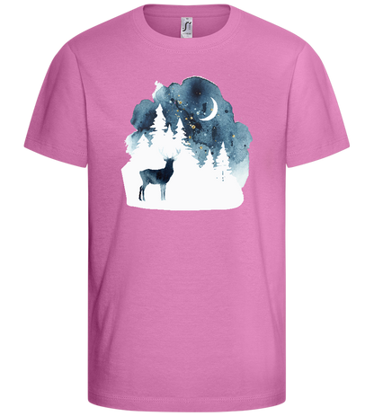 Watercolor Christmas Night Design - Basic kids t-shirt_PINK ORCHID_front