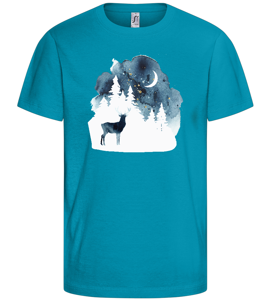 Watercolor Christmas Night Design - Basic kids t-shirt_TURQUOISE_front